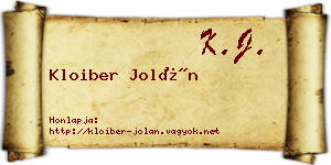Kloiber Jolán névjegykártya