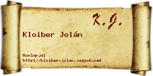 Kloiber Jolán névjegykártya